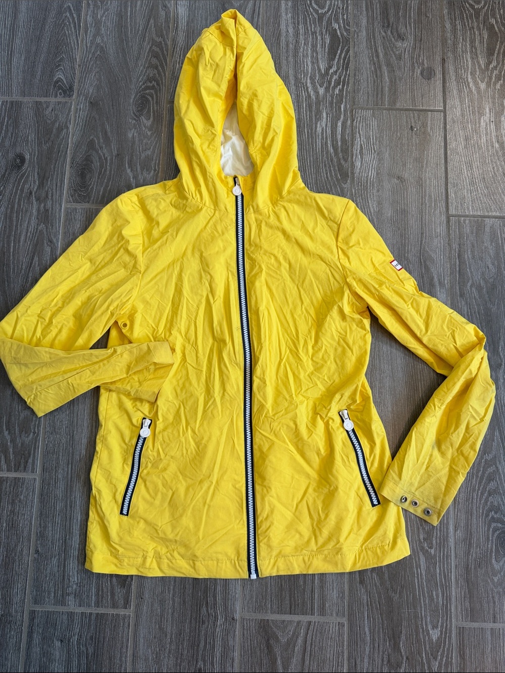 Hunter x Target Bright Yellow Hooded Jacket Youth Large windbreaker HTF
